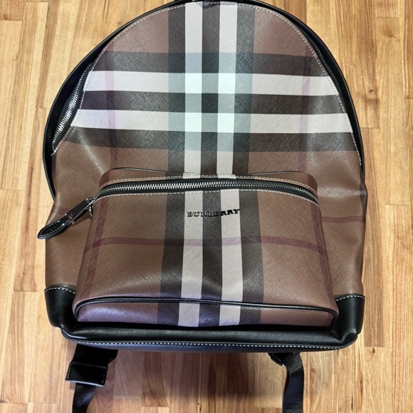 Burberry Black and Brown Plaid Men's Backpack - Picture 1 of 4